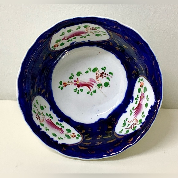 19th Century Vintage Gaudy Welsh Feather Pattern Lusterware Waste Slop Bowl - Picture 2 of 15